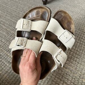 Birkenstock Arizona Suede Corduroy Cream Sandal Size 39 or US 8
